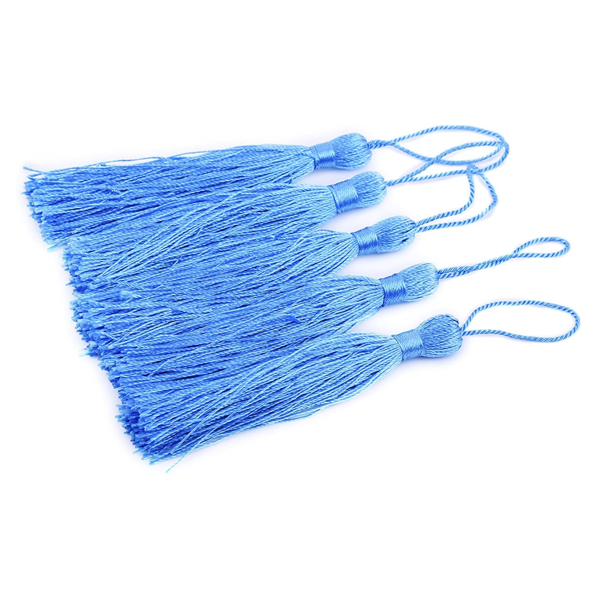 Mini Tassels with Loops for Bookmarks Jewelry Making, Decoration DIY Projects (Sky Blue)